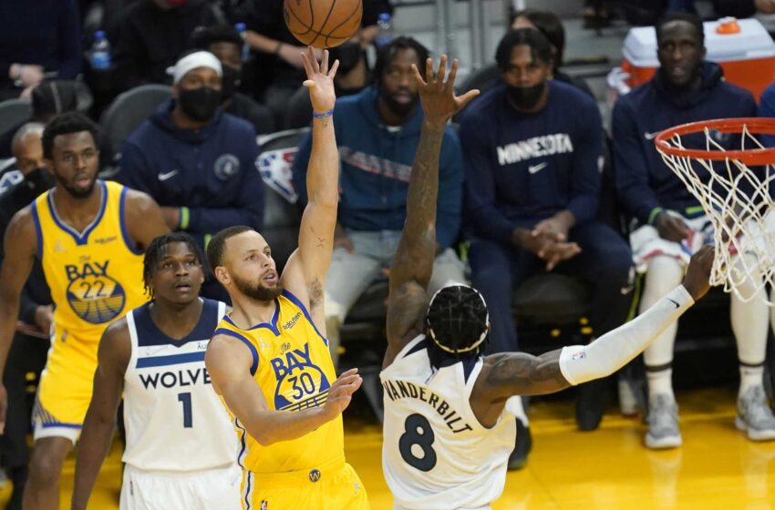  Curry y Thompson disparan a Warriors sobre Wolves, 124-115
