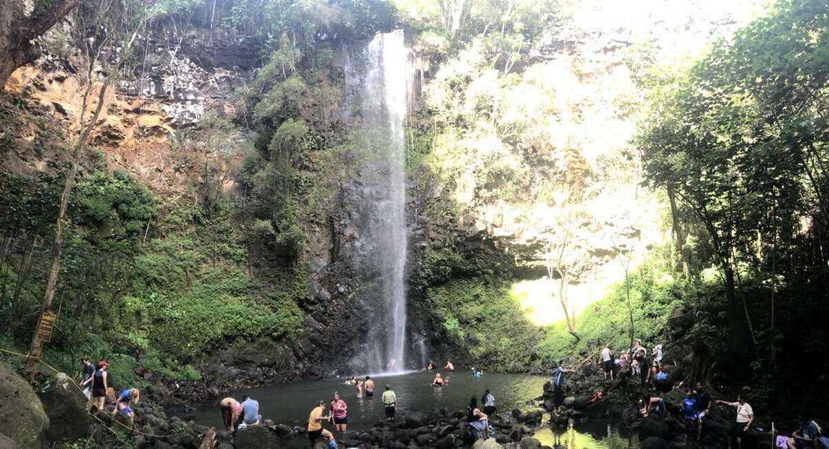 Los grupos turísticos del río Wailua son conducidos a Uluwehi Falls, también conocido como Secret Falls, en un sendero que se ha llenado de gente.