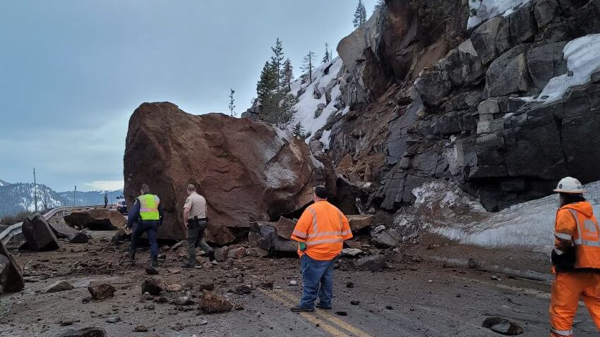  Rocas “del tamaño de una cabaña” cierran la autopista 50, obstaculizando el viaje a Tahoe
