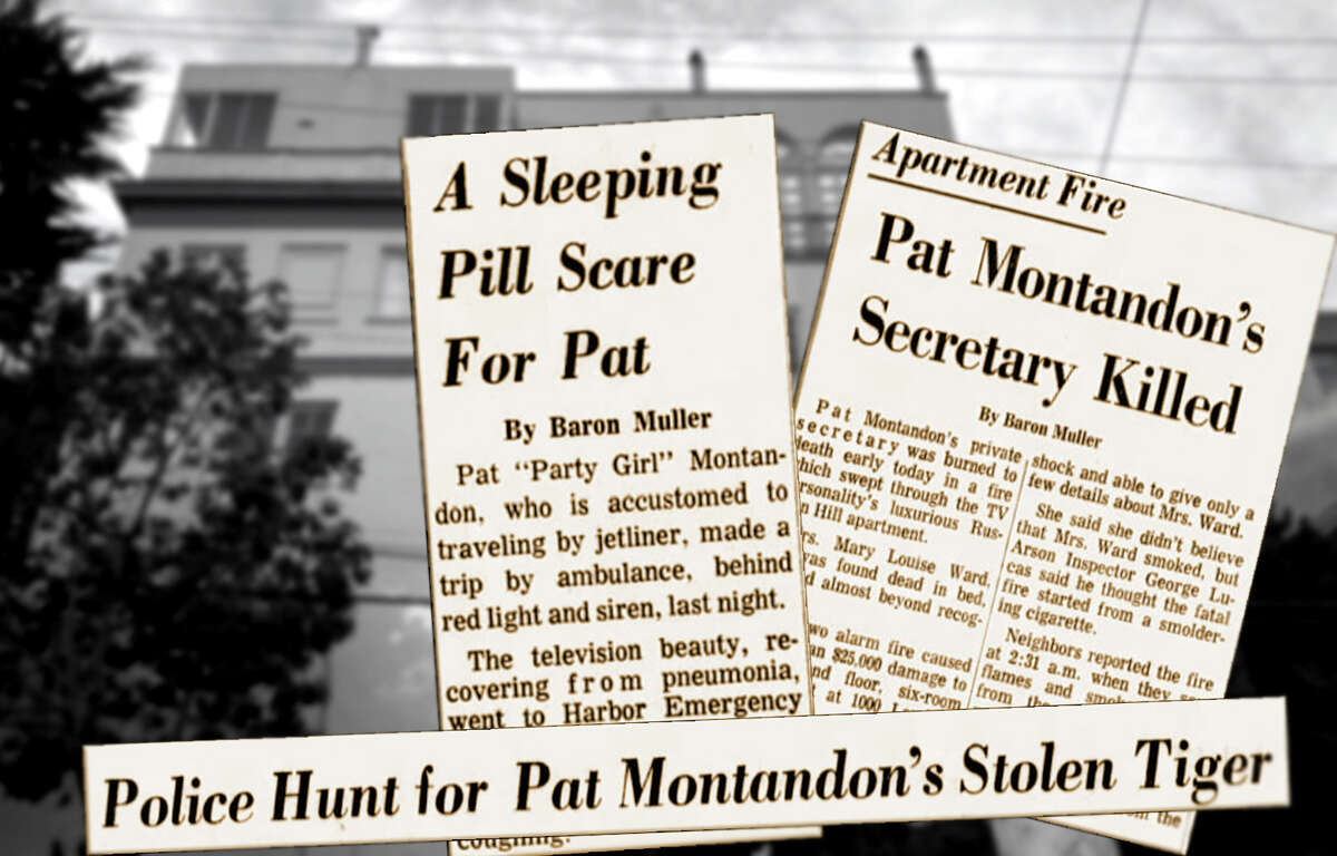 Pat Montandon en los titulares de la década de 1960 en San Francisco.