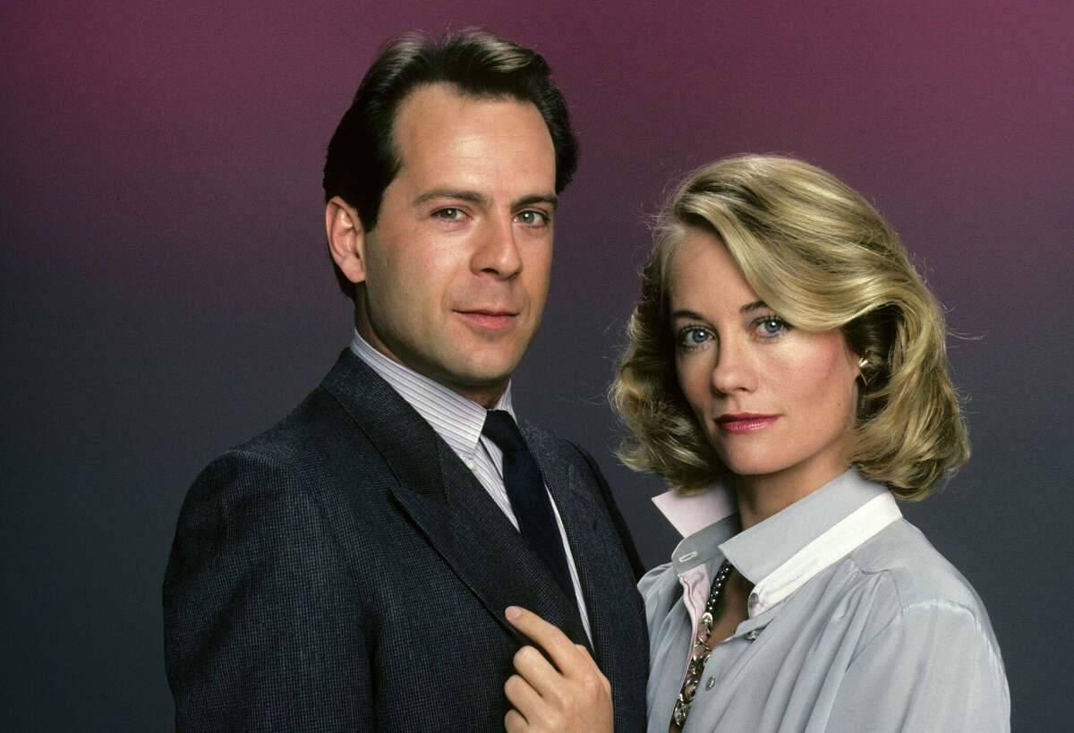 Bruce Willis y Cybill Shepherd de "Moonlighting" en 1985.