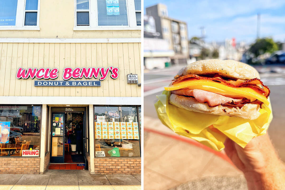 Donut and Bagel del tío Benny de San Francisco es el único competidor de doble carne en la lista de Grant Marek de los mejores sándwiches de desayuno de San Francisco que probó el año pasado.