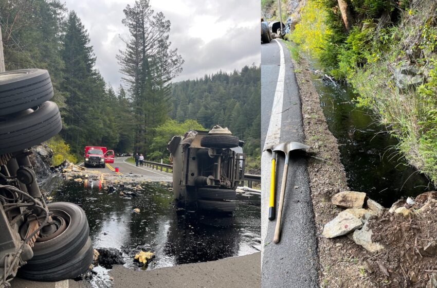  El conductor de un camión vertió 2.000 galones de ‘aglutinante de asfalto’ en un bosque de California, según la CHP