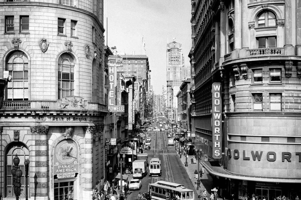 Powell y Market Street con Woolworth's, San Francisco, 1952