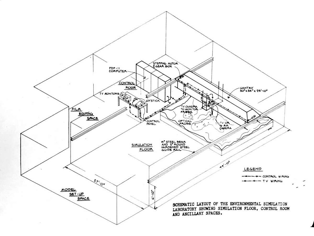 Un plano del Laboratorio de Simulación Ambiental de UC Berkeley.