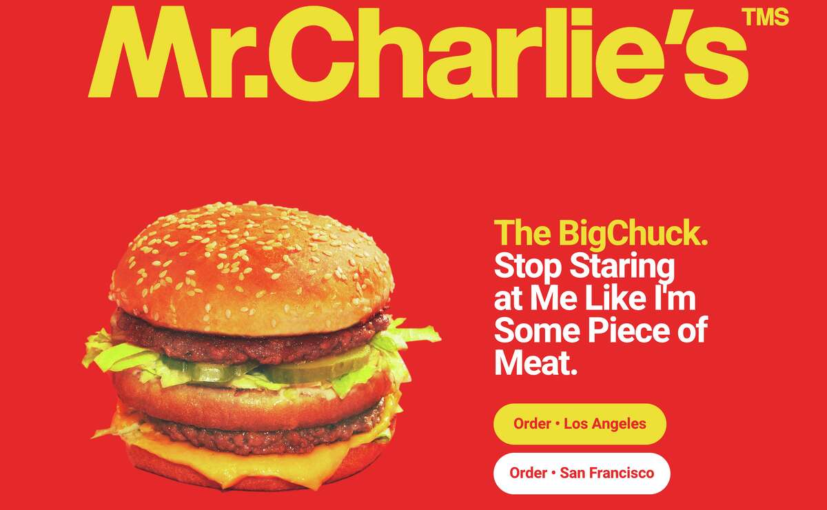 Una captura de pantalla del sitio web de Mr. Charlie, un nuevo restaurante de comida rápida a base de plantas en San Francisco y Los Ángeles. 