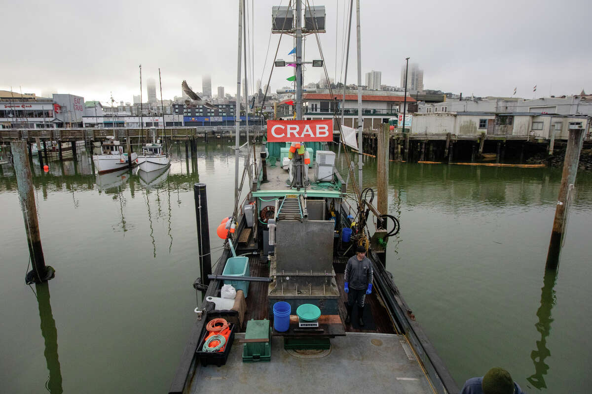 El barco de pesca de cangrejos Willanina vendió cangrejo Dungeness recién capturado al público directamente desde el barco en el Muelle 45 en Fisherman's Wharf en San Francisco, California, el 27 de enero de 2023.