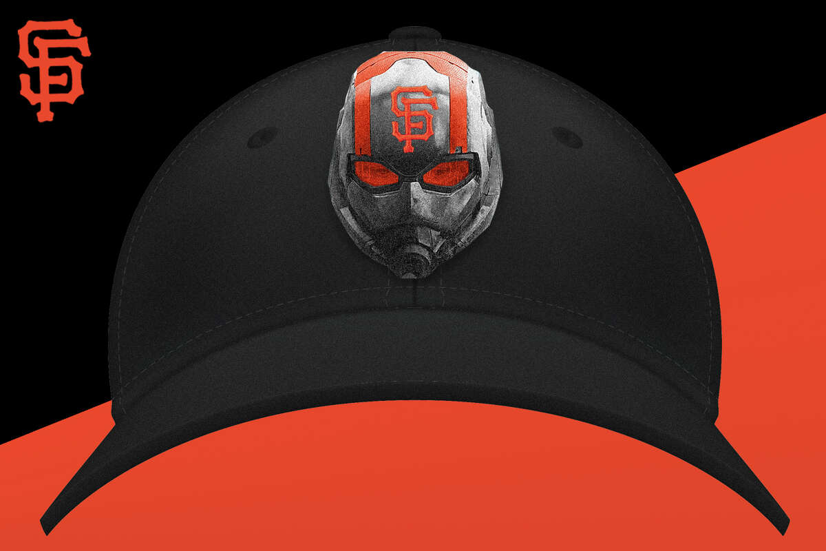 Una maqueta de SFGATE de lo que creemos que pueden ser las gorras de béisbol promocionales de Ant-Man/SF Giants. 
