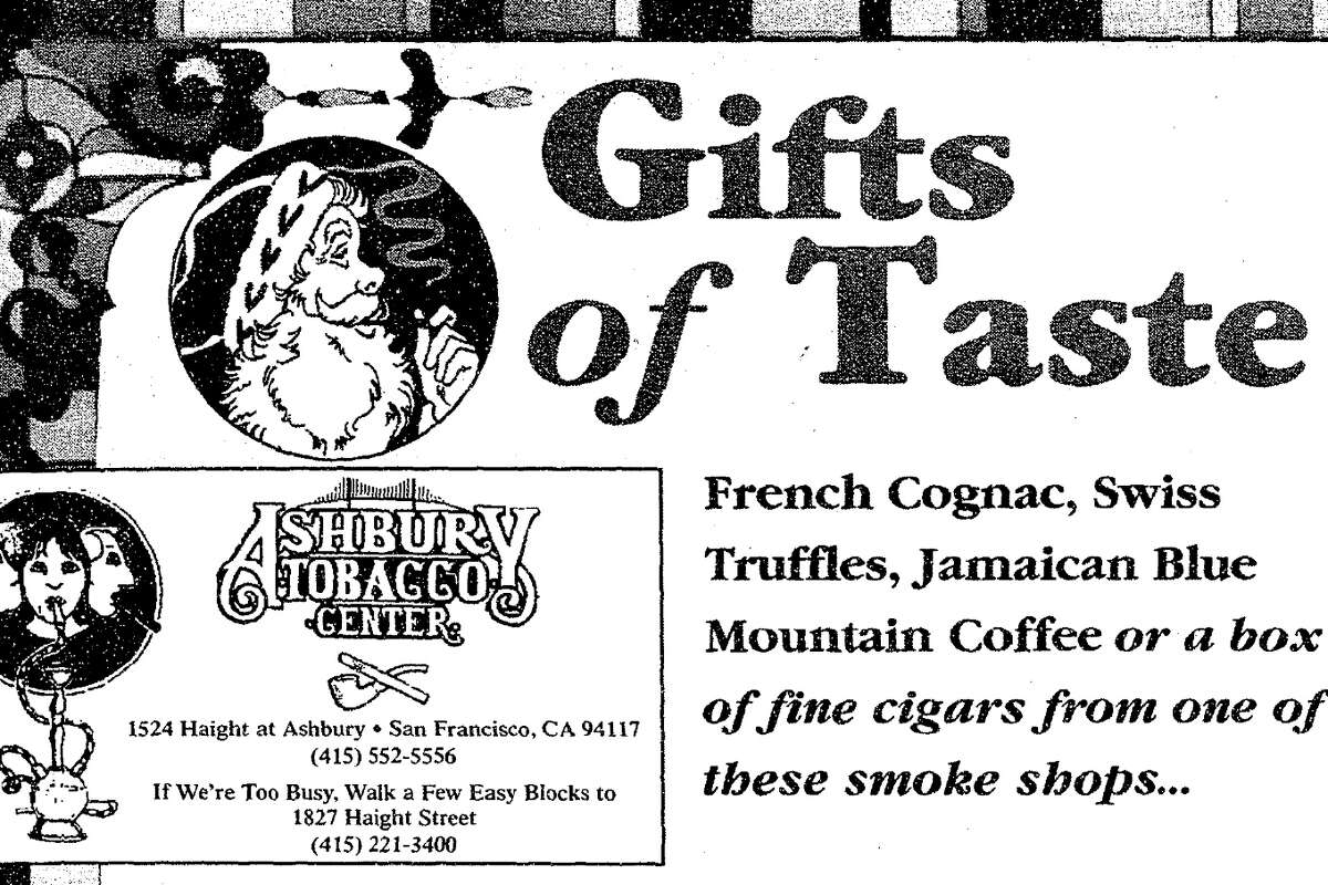 Un anuncio del Centro de Tabaco Haight Ashbury en 1524 Haight St, en San Francisco. 