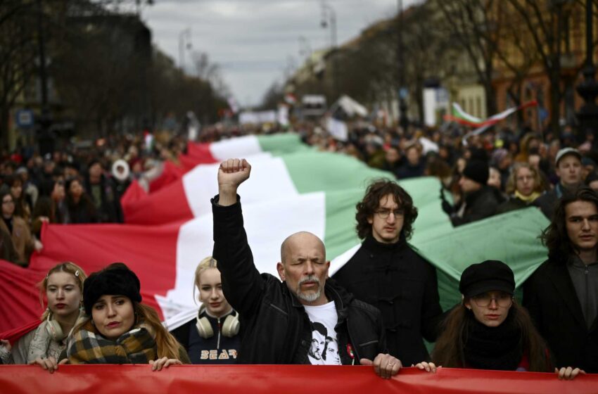  Los estudiantes piden una reforma educativa en una marcha de protesta en Hungría