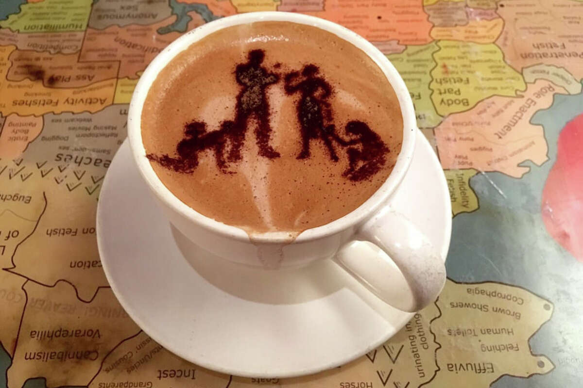 Arte latte en Wicked Grounds en San Francisco California.